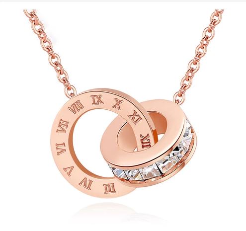 Colar Elegante Com Algarismos Romanos , Diamante Completo , Aço Inoxidável Geométrico - Imagem 2